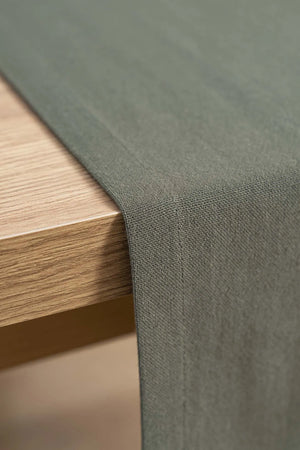 Ruffle Khaki Ruffled 100% Cotton Raw Linen Runner – 50x130 cm