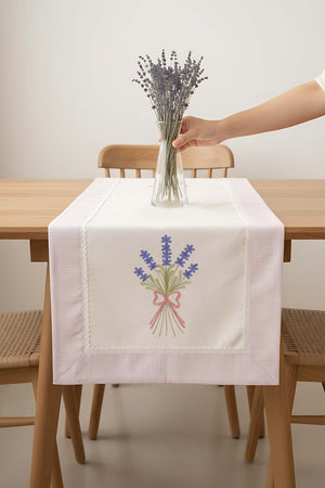Lavender Embroidered Buldan Fabric Runner 50x130 cm