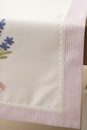Lavender Embroidered Buldan Fabric Runner 50x130 cm