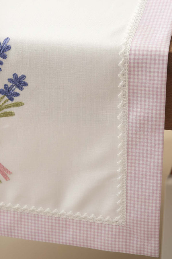 Lavender Embroidered Buldan Fabric Runner 50x130 cm