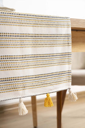 Ruffle Fringed Cotton Raw Linen Runner – 50x130 cm