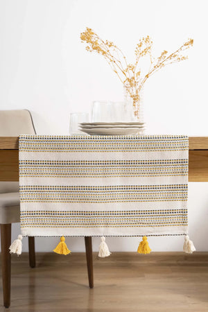 Ruffle Fringed Cotton Raw Linen Runner – 50x130 cm