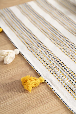 Ruffle Fringed Cotton Raw Linen Runner – 50x130 cm