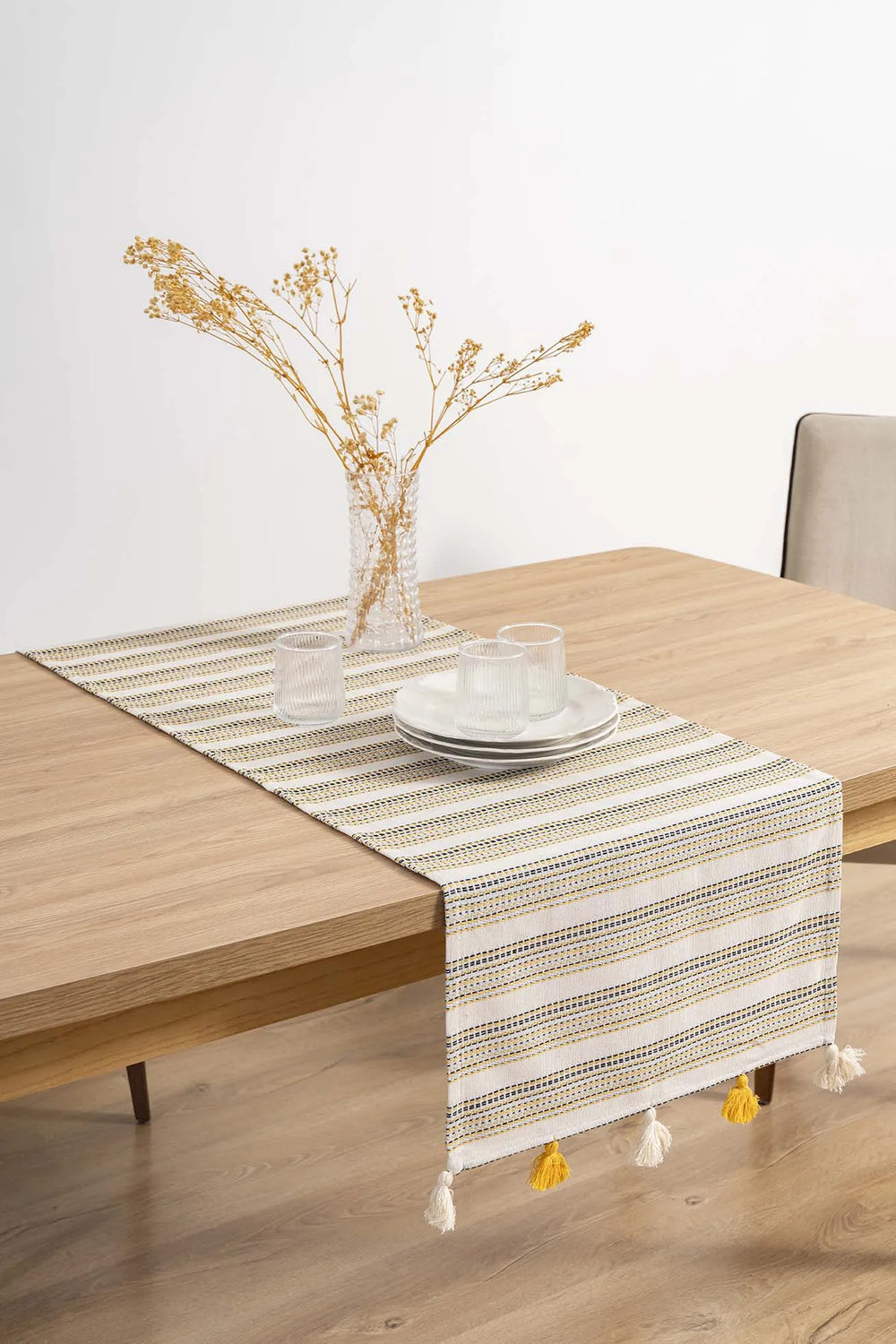 Ruffle Fringed Cotton Raw Linen Runner – 50x130 cm