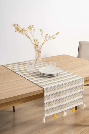 Ruffle Fringed Cotton Raw Linen Runner – 50x130 cm