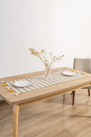 Ruffle Fringed Cotton Raw Linen Runner – 50x130 cm