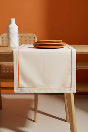 Cream Runner with Orange Trim, 50x130 cm
