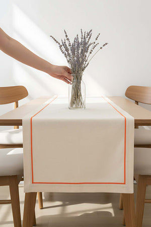 Cream Runner with Orange Trim, 50x130 cm
