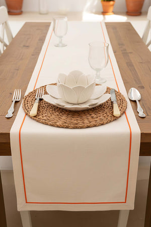 Cream Runner with Orange Trim, 50x130 cm