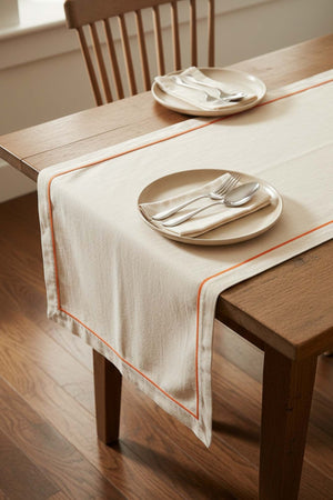 Cream Runner with Orange Trim, 50x130 cm