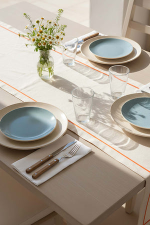 Cream Runner with Orange Trim, 50x130 cm