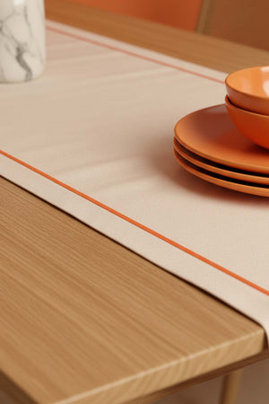 Cream Runner with Orange Trim, 50x130 cm