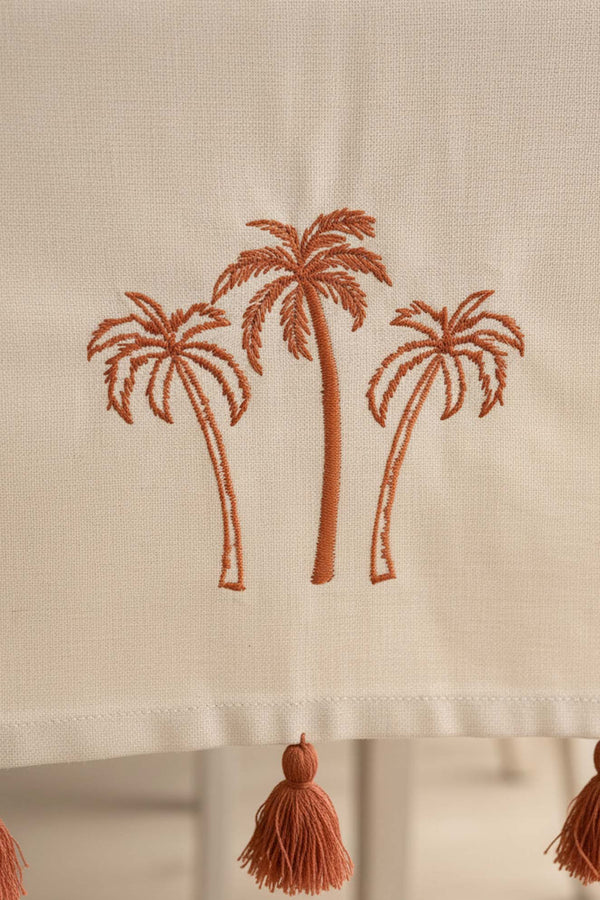 Palm Tree Embroidered Buldan Fabric Runner Rug 50x130 cm