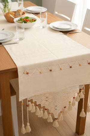 Lace Embroidered Beaded Runner 50x130 cm