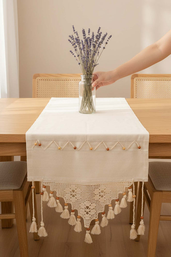 Lace Embroidered Beaded Runner 50x130 cm