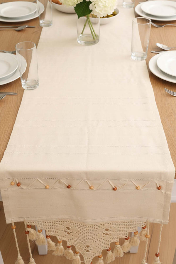 Lace Embroidered Beaded Runner 50x130 cm