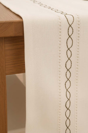 Green Embroidered Lace Runner 50x130 cm