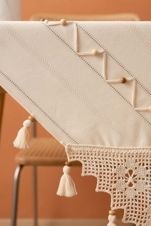 Beaded Guipure Lace Square Runner 90x90 cm