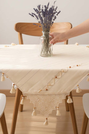 Beaded Guipure Lace Square Runner 90x90 cm