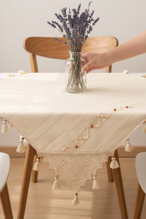 Beaded Guipure Lace Square Runner 90x90 cm