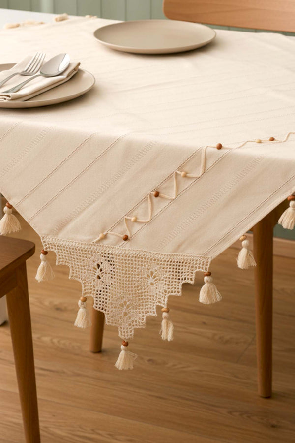 Beaded Guipure Lace Square Runner 90x90 cm