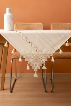 Beaded Guipure Lace Square Runner 90x90 cm
