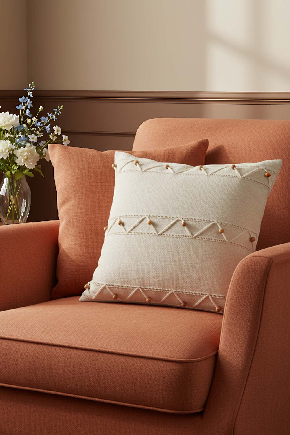 Zigzag Beaded Decorative Cushion Cover