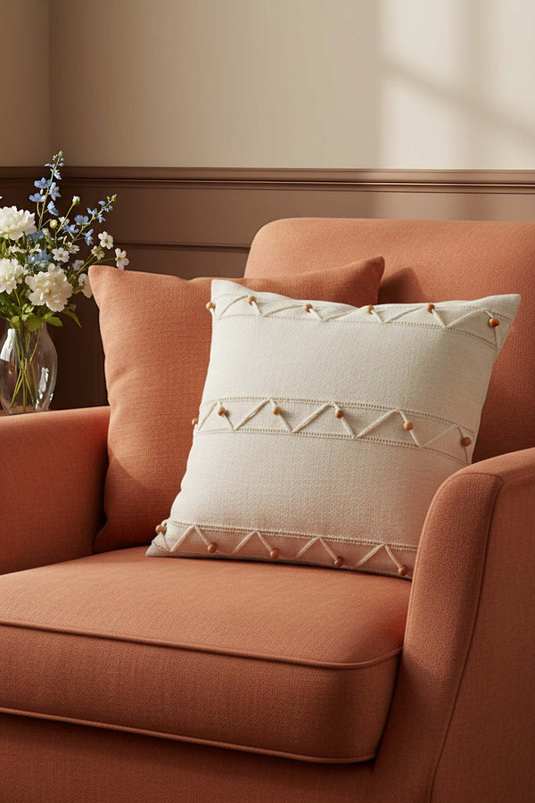 Zigzag Beaded Decorative Cushion Cover