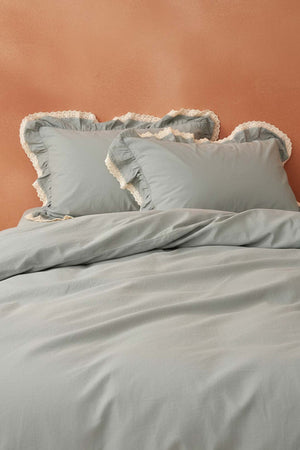 Dora 100% Cotton Guipure Detail Duvet Cover Set - 4 Pieces