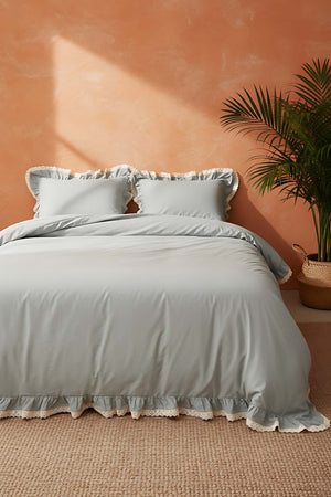 Dora 100% Cotton Guipure Detail Duvet Cover Set - 4 Pieces