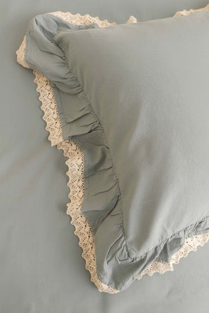 Dora 100% Cotton Guipure Detail Duvet Cover Set - 4 Pieces