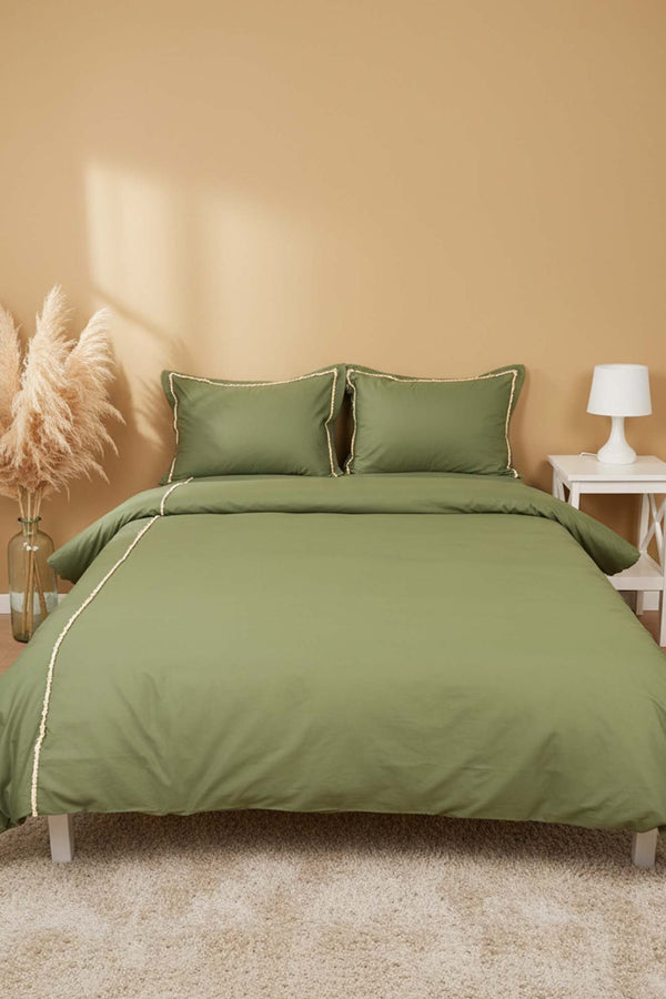 Prima 100% Cotton Punch-Detail Duvet Cover Set – 4 Pieces
