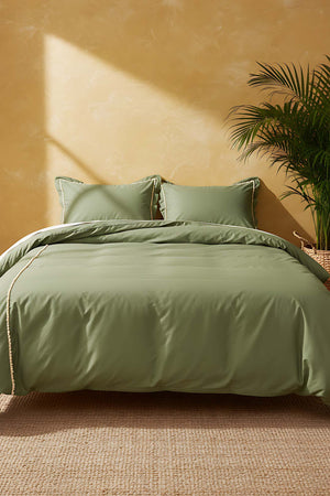 Prima 100% Cotton Punch-Detail Duvet Cover Set – 4 Pieces