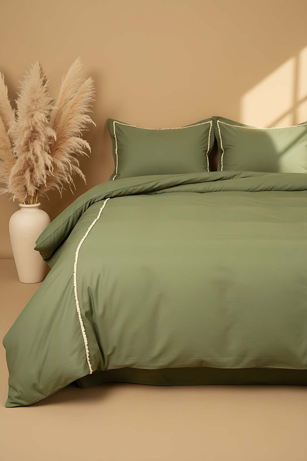Prima 100% Cotton Punch-Detail Duvet Cover Set – 4 Pieces