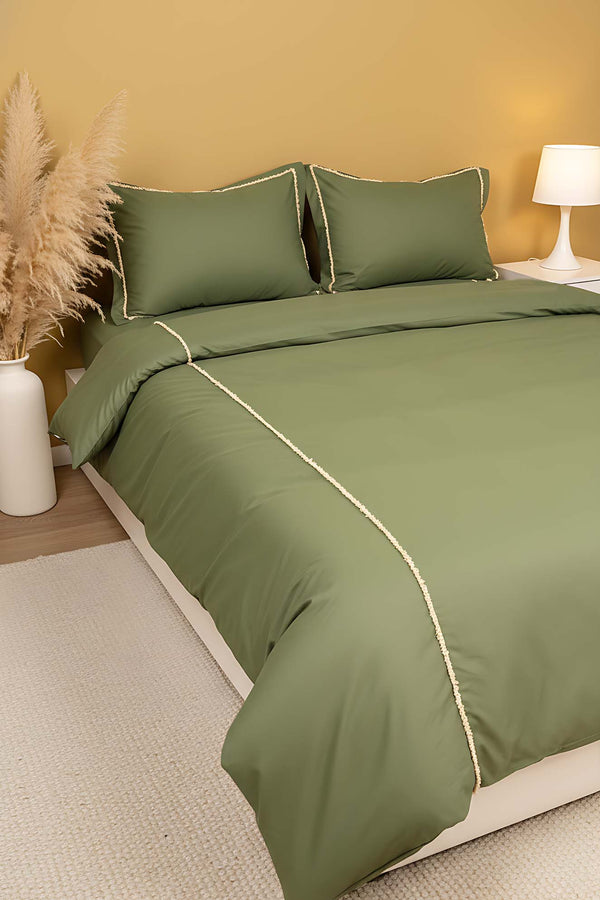 Prima 100% Cotton Punch-Detail Duvet Cover Set – 4 Pieces