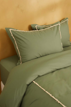 Prima 100% Cotton Punch-Detail Duvet Cover Set – 4 Pieces