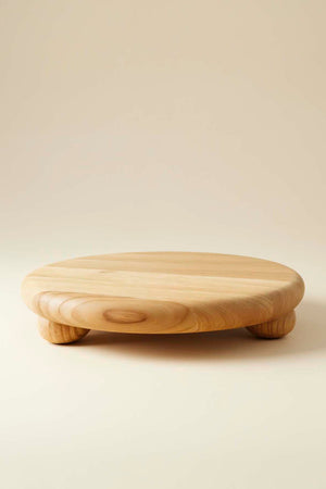 Wooden 3-legged Chestnut Wood Serving Stand, Presentation Tray
