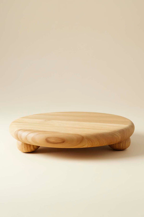 Wooden 3-legged Chestnut Wood Serving Stand, Presentation Tray