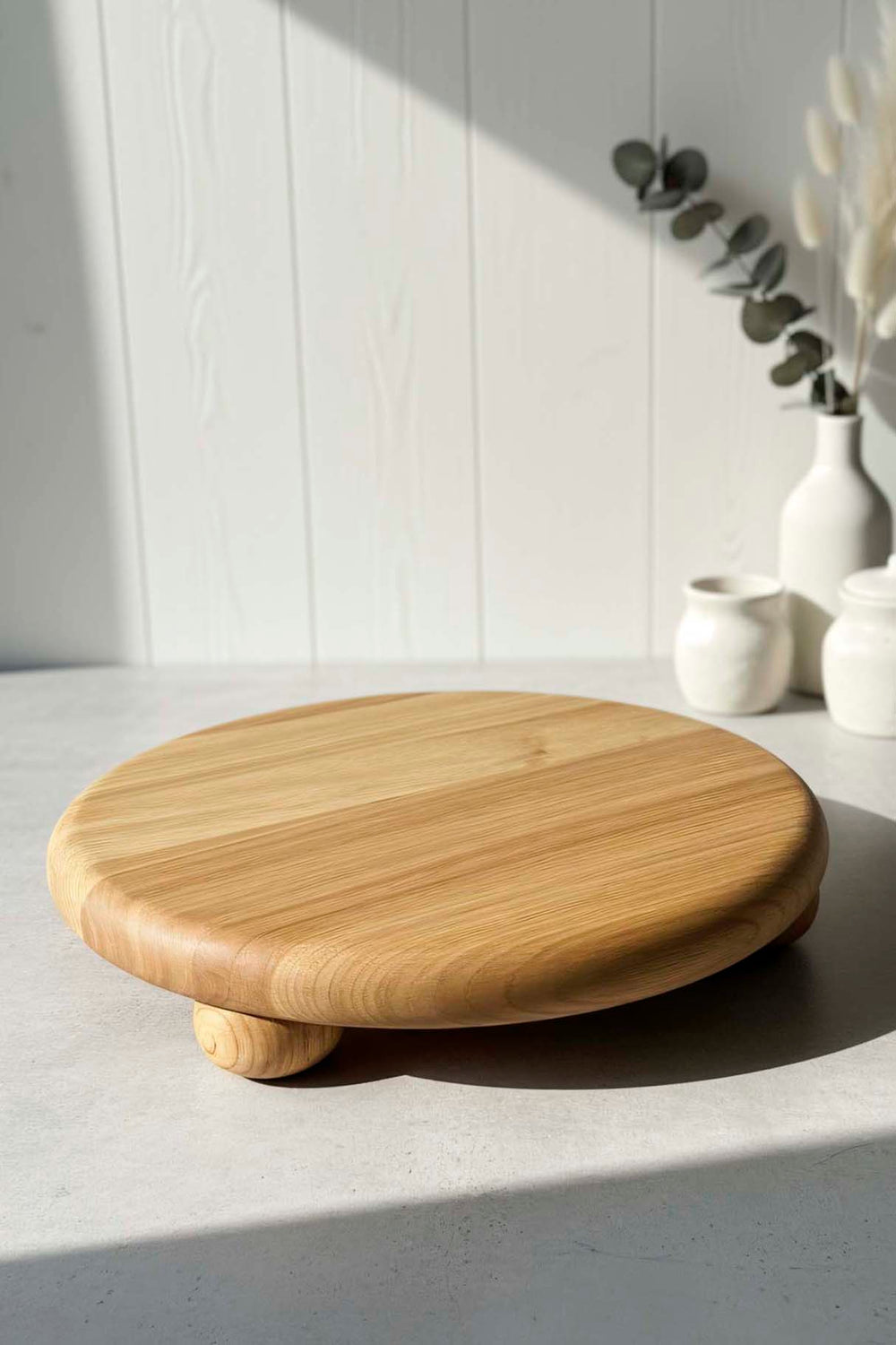 Wooden 3-legged Chestnut Wood Serving Stand, Presentation Tray