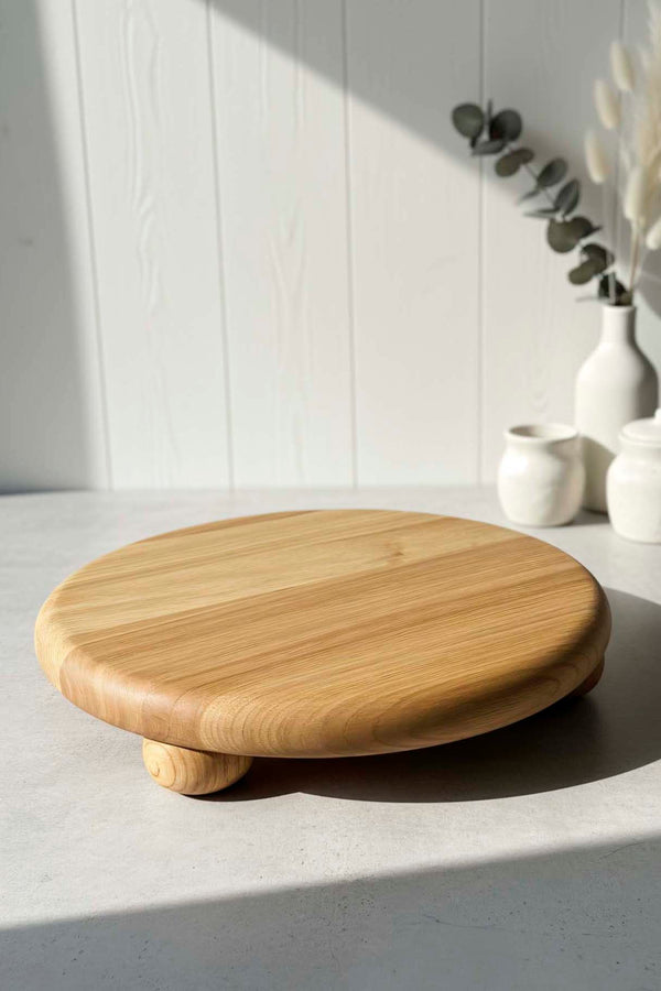 Wooden 3-legged Chestnut Wood Serving Stand, Presentation Tray