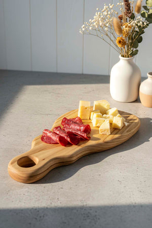 Wooden Amorphous Chestnut Serving Board, Presentation Stand