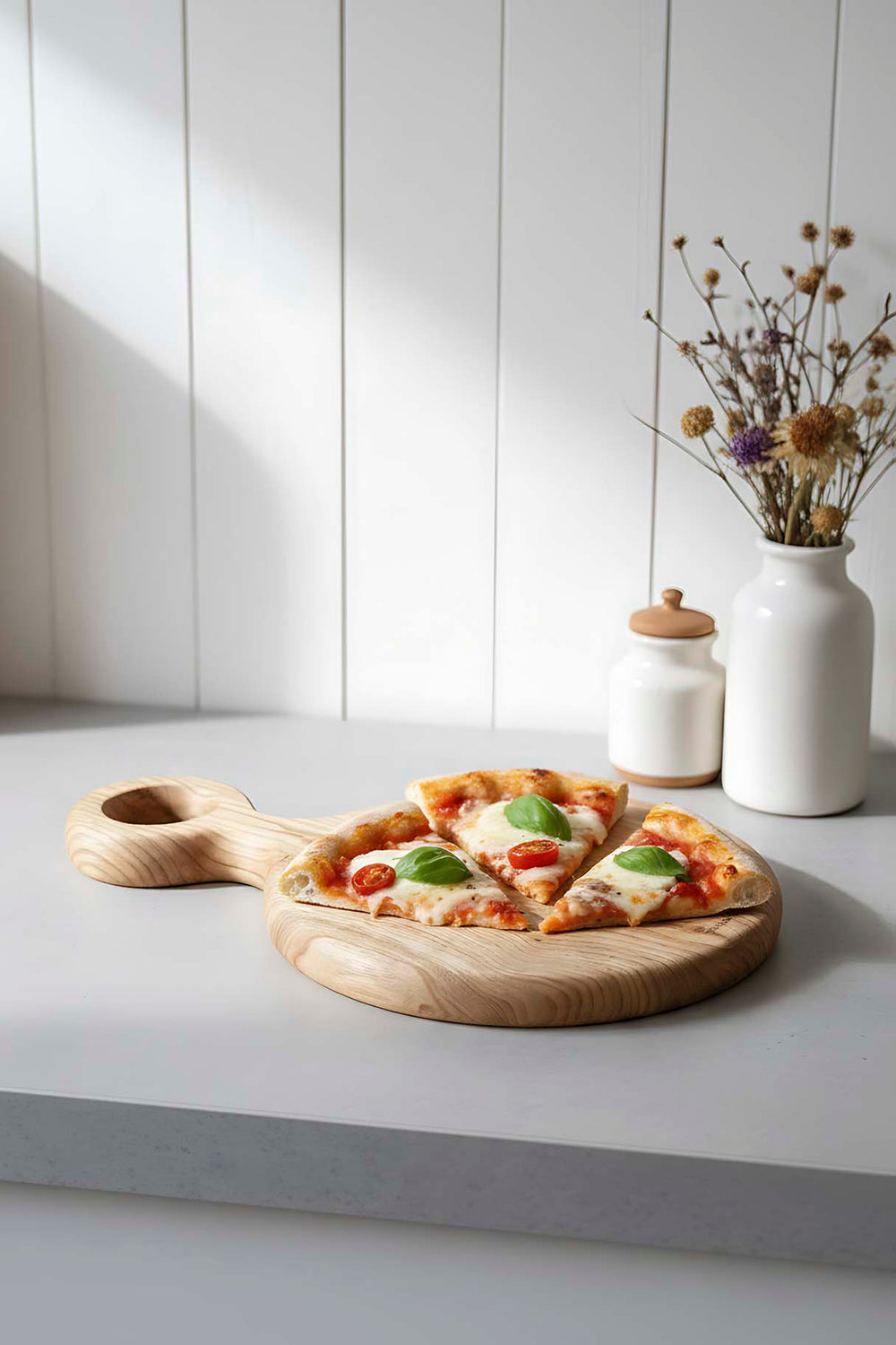 Wooden Chestnut Round Serving Board, Presentation Stand