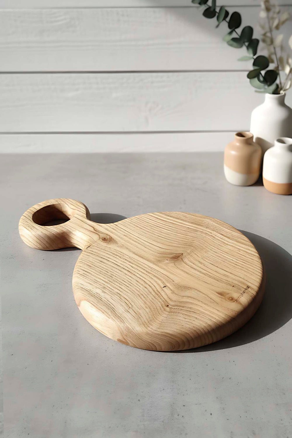 Wooden Chestnut Round Serving Board, Presentation Stand