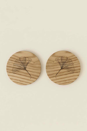 Wooden Chestnut Tree 2-Piece Coaster Set