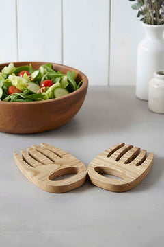 Wooden Set of 2 Salad Mixing Forks and Serving Forks, Chestnut Wood