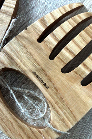 Wooden Set of 2 Salad Mixing Forks and Serving Forks, Chestnut Wood