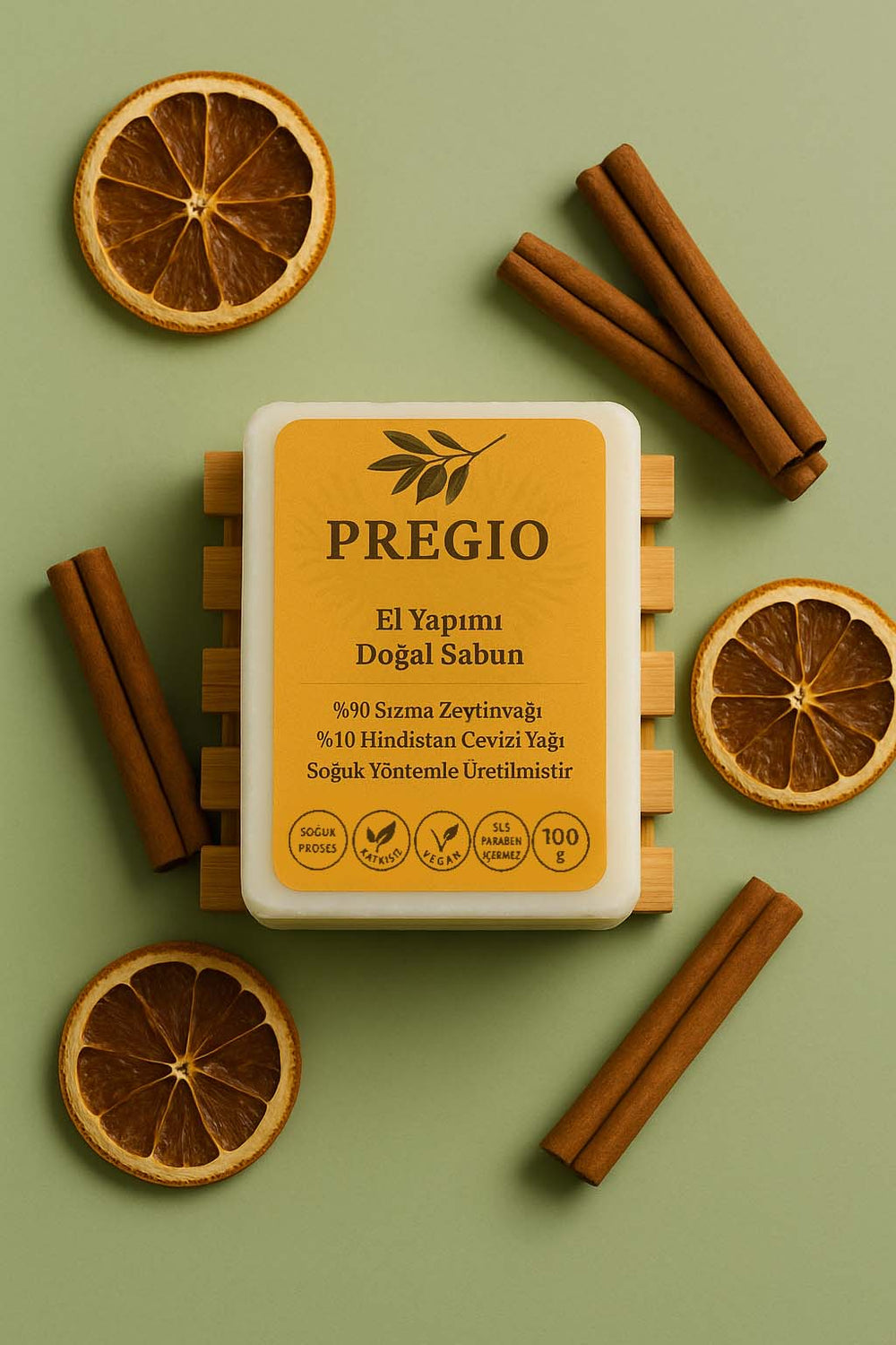 Pregio 100% Natural Handmade Soap – Cold Processed, Virgin Olive & Coconut Oil, Vegan & Gentle, 100 g