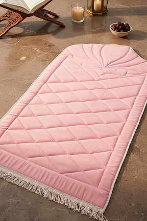 Pink Quilted Padded Luxury Prayer Mat 65 × 115 cm
