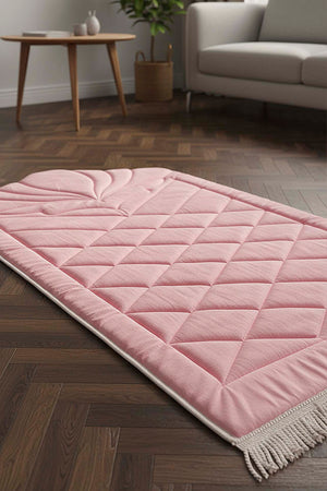 Pink Quilted Padded Luxury Prayer Mat 65 × 115 cm