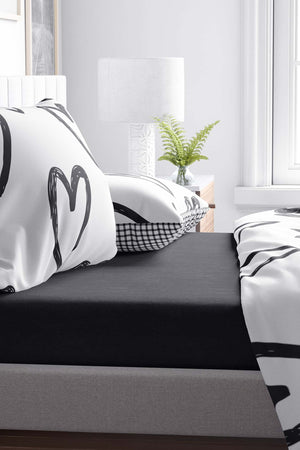 Black Double Fitted Sheet 160x200 cm